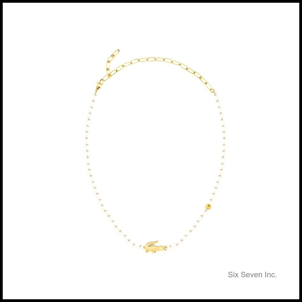 Unisex Faux Pearl Necklace Tennis Sporty Elegant Modern Lobster Clasp
